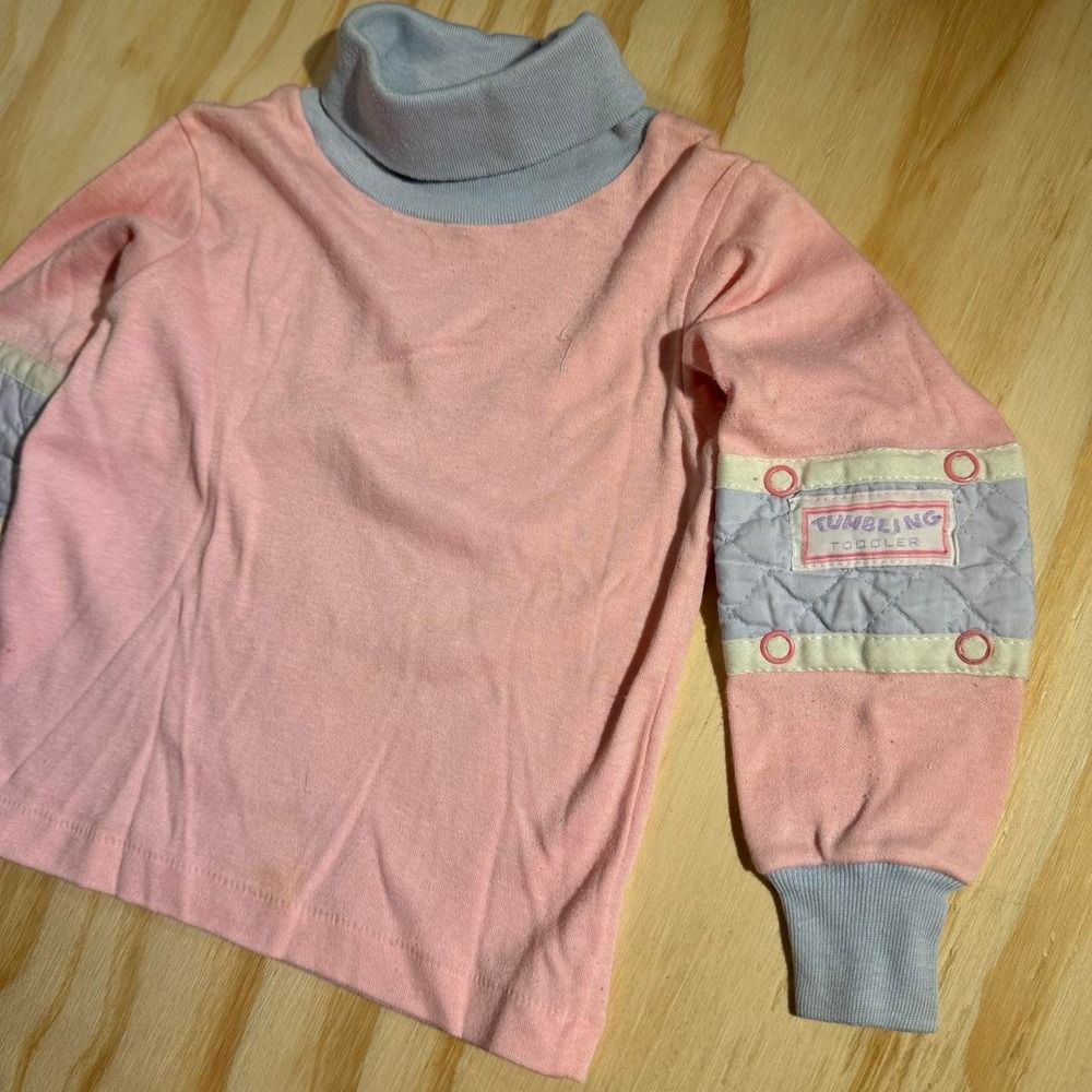 Vintage Carters 3T Pink Blue Turtleneck Made in USA Tumbling Toddler Retro